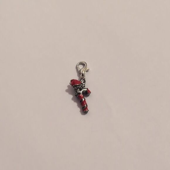 Silver and Red Candy Cane with Jolly‎ Christmas Guy Bracelet Charm - Picture 4 of 5
